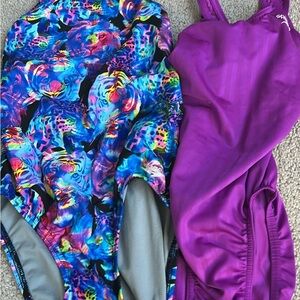 Speedo Multicolor and Purple One Piece Swimsuits